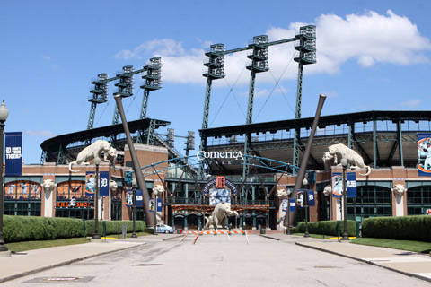 O estádio de baseball dos Detroit Tigers