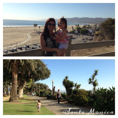 Camila e a filhota em Santa Monica