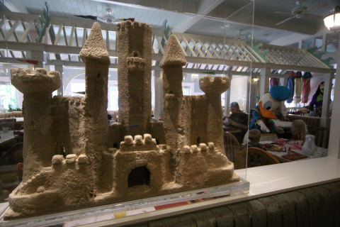 Castelo de areia no Cape May, e o Donald ao fundo