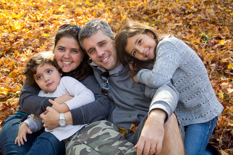 Duda e a família curtindo o outono em Boston