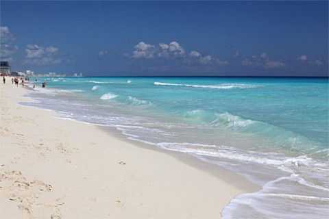 índice da viagem a Cancun e Riviera Maia: Praia em frente ao nosso hotel em Cancun