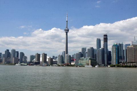 Toronto vista do barco que vai para uma das ilhas do Toronto Islands Park (Centre Island)