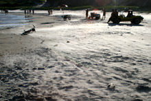 O vento levando a areia fina da Praia das Conchas