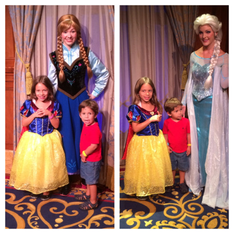 Anna e Elsa com Julia e Eric no Fairytale Hall
