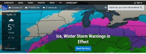 Temperaturas de cidades nos EUA e no mundo você vê no Weather.com